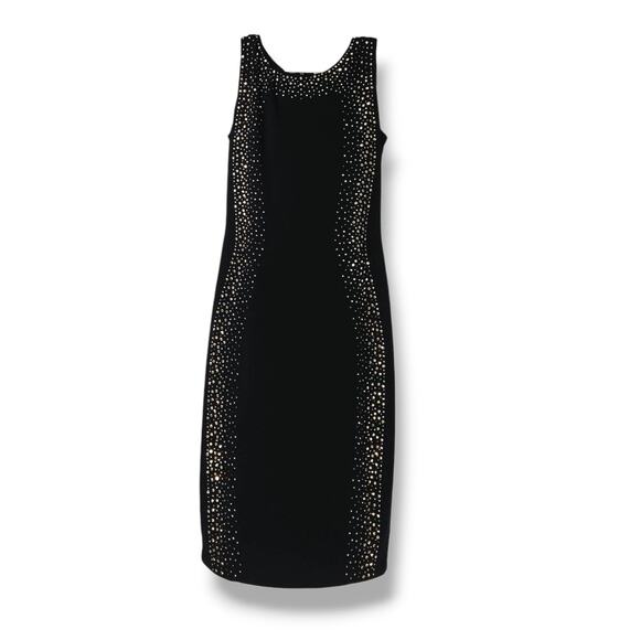 Calvin Klein Black Sleeveless Sheath Dress 2 Embellished Rhinestone Cocktail - Picture 1 of 9